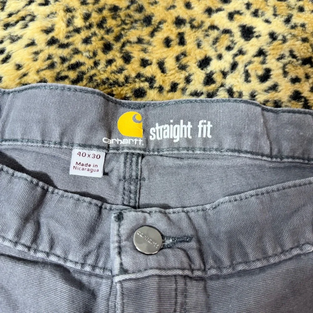 Carhartt Mens 40x30 Straight Fit Canvas Work Pants Gray Utility Rugged 1049